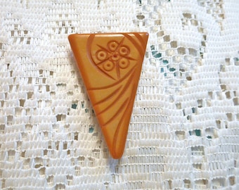 Carved Bakelite Dress Clip Brooch Art Deco Butterscotch Bouquet Swirls (1920s)