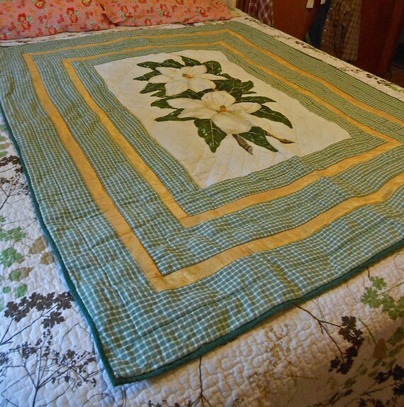Lovely MAGNOLIA QUILTED Lap Robe or Small Bed Cover 46 Etsy