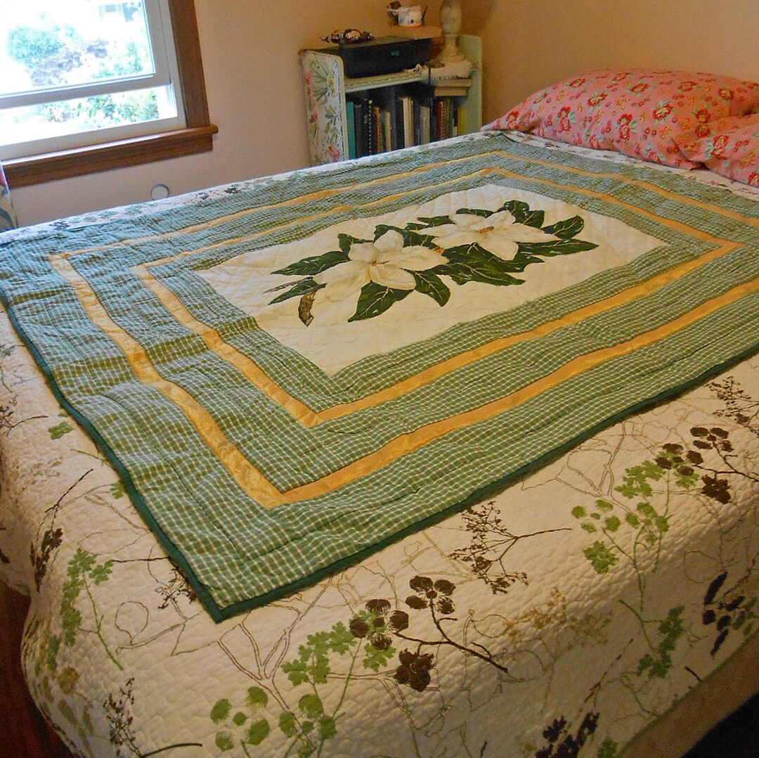 Lovely MAGNOLIA QUILTED Lap Robe or Small Bed Cover 46 Etsy