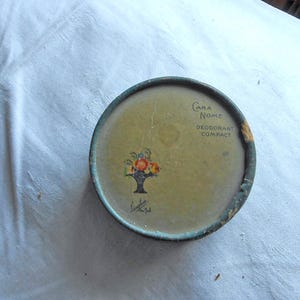 Flapper Face Powder Box Art Deco Cara Nome Langlois NY 3" Round Cardboard Vanity Decor