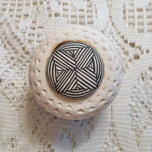Acoma Pot NM Pueblo Art Pottery Geo Designs Signed S Chino Indigenous Hand Crafted