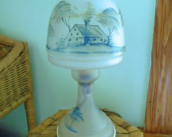 Bohemian Boudoir Lamp Hand Painted Czech Glass Antique 1920s Art Nouveau  Electrified