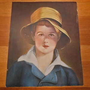 Boy in Torn Hat Litho Print Thomas Sully's Son Straw Hat Denim Jacket to Frame & Gift