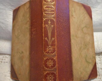 1893 EVANGELINE Antique HC Book Longfellow Epic Acadie Poem Lost Love Search Leather & Paper Cover Marble Papers 181 pg Intro Illustrated