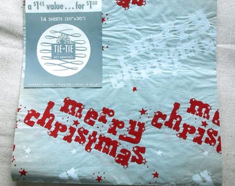 1950s Tie-Tie Merry Christmas Gift Wrap Paper (20"x30")