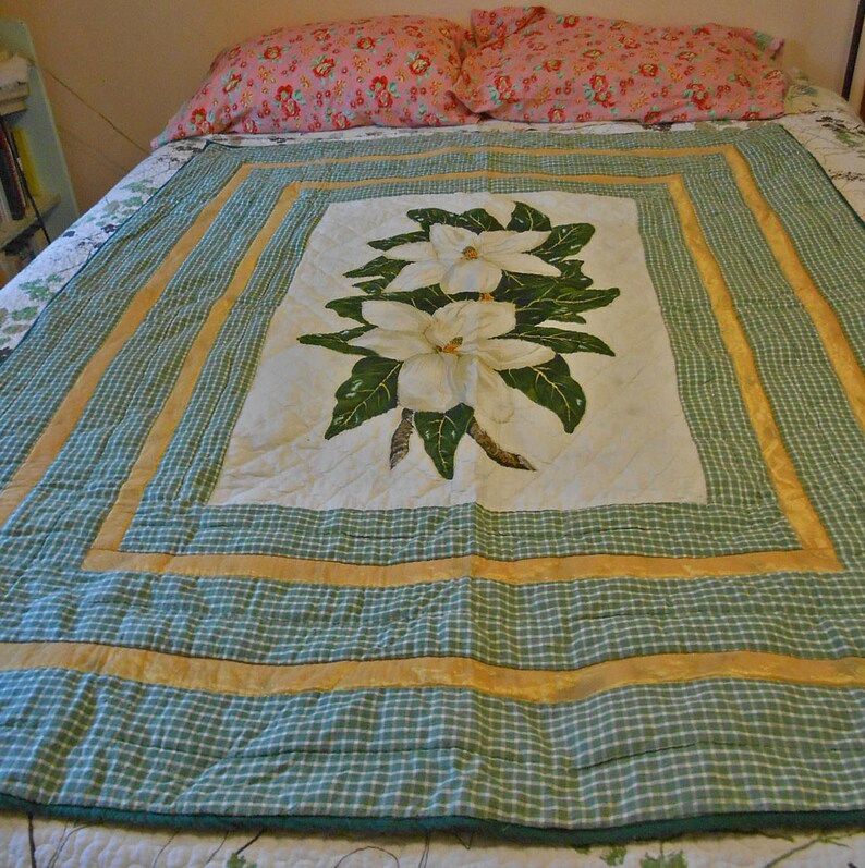 Lovely MAGNOLIA QUILTED Lap Robe or Small Bed Cover 46 Etsy