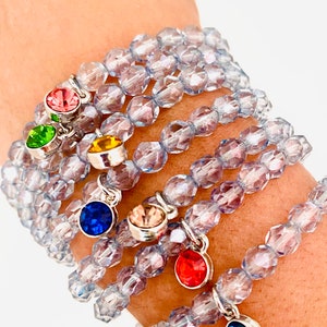 Birthstone bracelets, birthstone charm bracelets, beaded bracelets charms, birthday stone bracelets gift ideas,special gifts, charm Czech