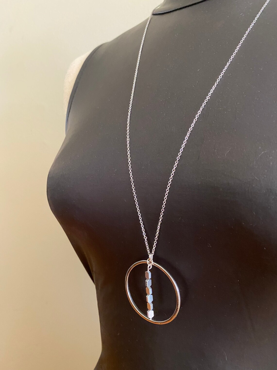Circular Pendant Necklace 30 Inch Silver Necklace Dainty | Etsy