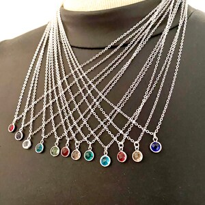 Birthstone necklaces, birthstone charm necklace, silver necklace charms, birthday stone necklace gift ideas, gifts for her, charm necklace,