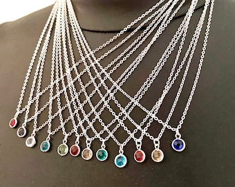 Birthstone necklaces, birthstone charm necklace, silver necklace charms, birthday stone necklace gift ideas, gifts for her, charm necklace,