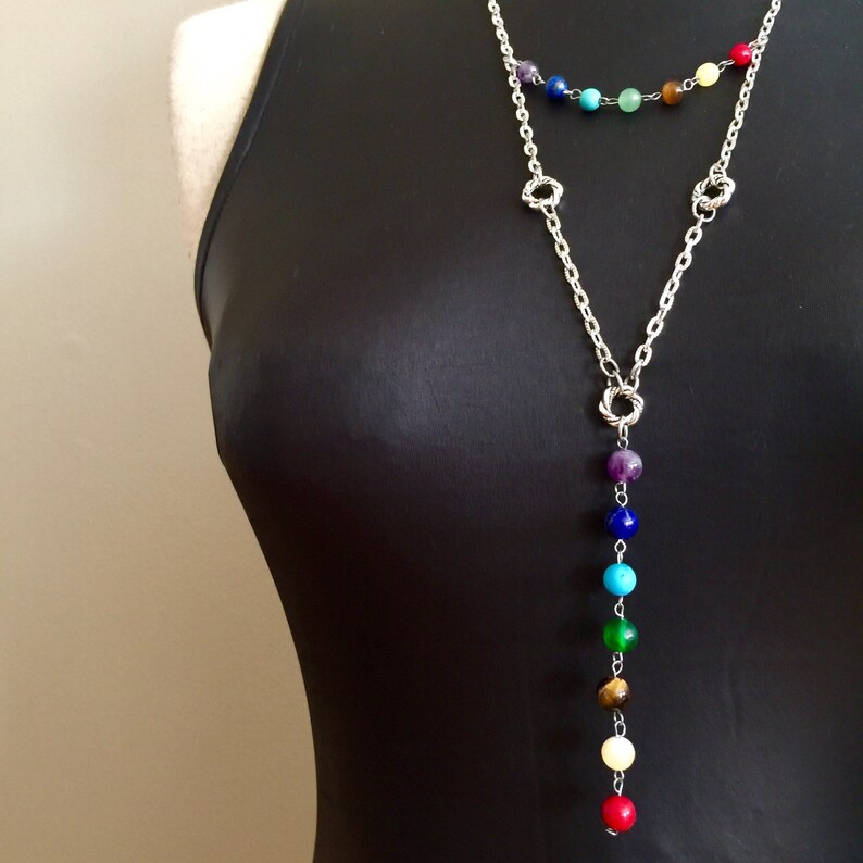 7 Chakra Necklace Spiritual Balance Gemstone Necklace Etsy