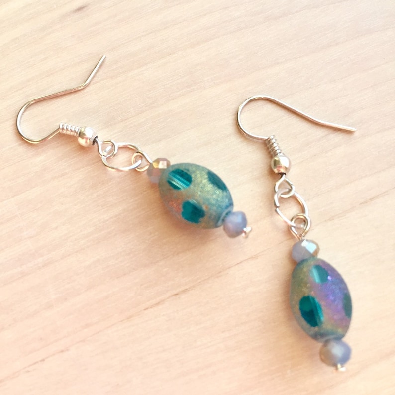 Pastel Earrings Iridescent Earrings Dangle Earrings Blue Etsy