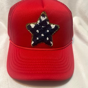 Patriotic Snapback Trucker Hat with chenille star