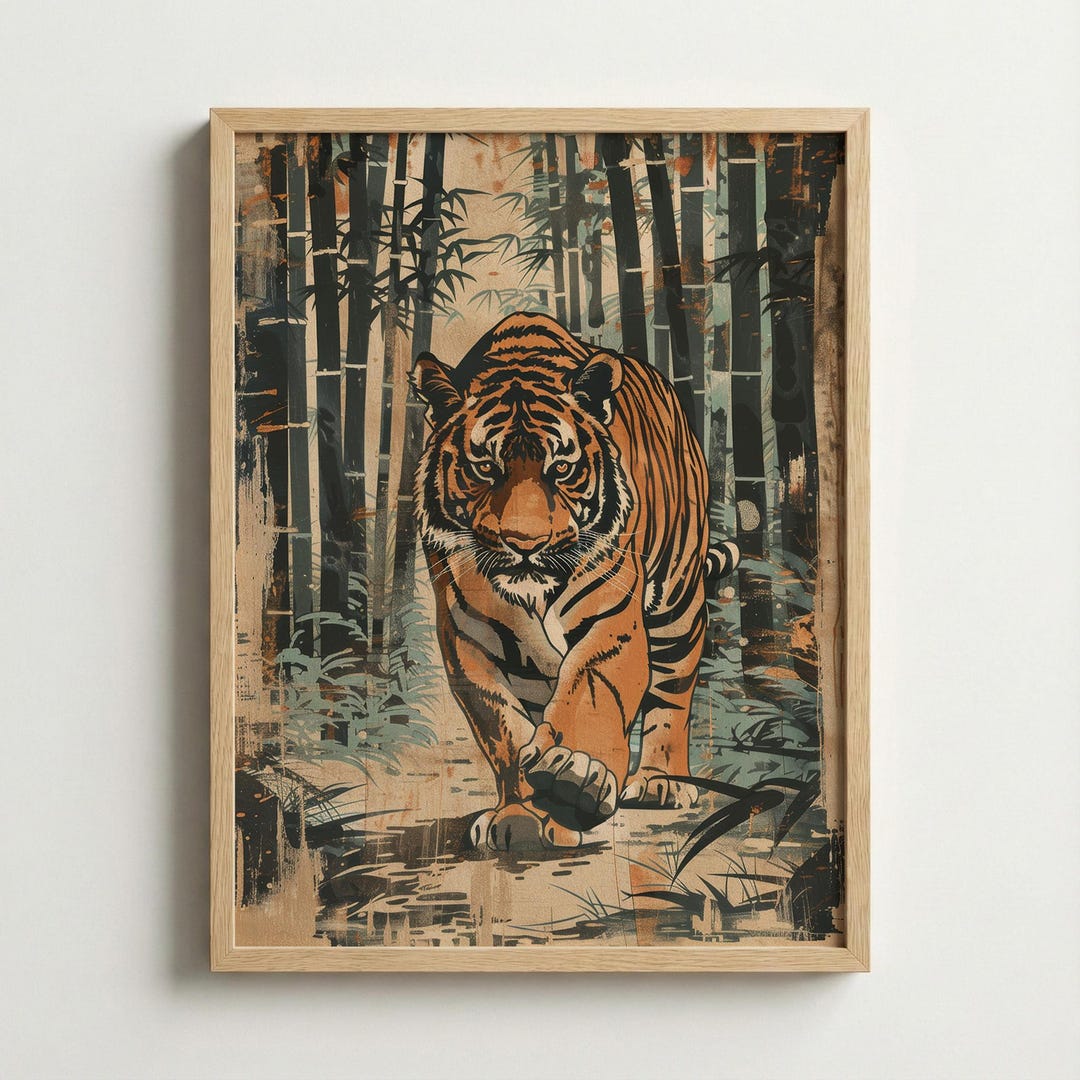 Tiger Wall Art, Japanese Tiger Poster, Bamboo Forest Tiger Print ...