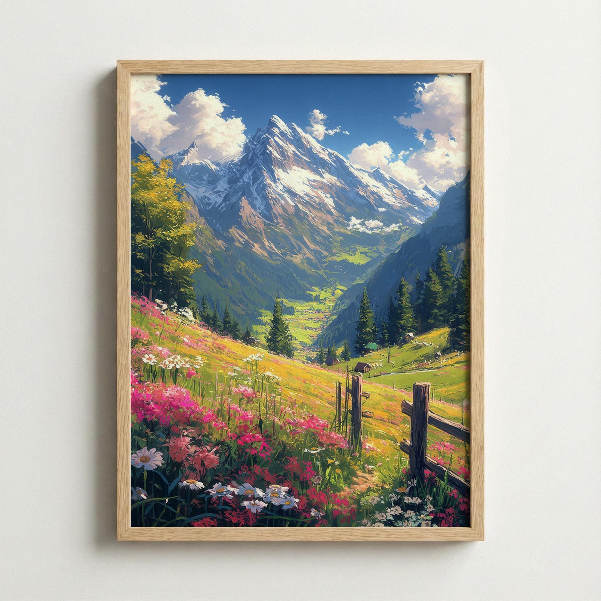 Swiss alps oil painting - Etsy 日本