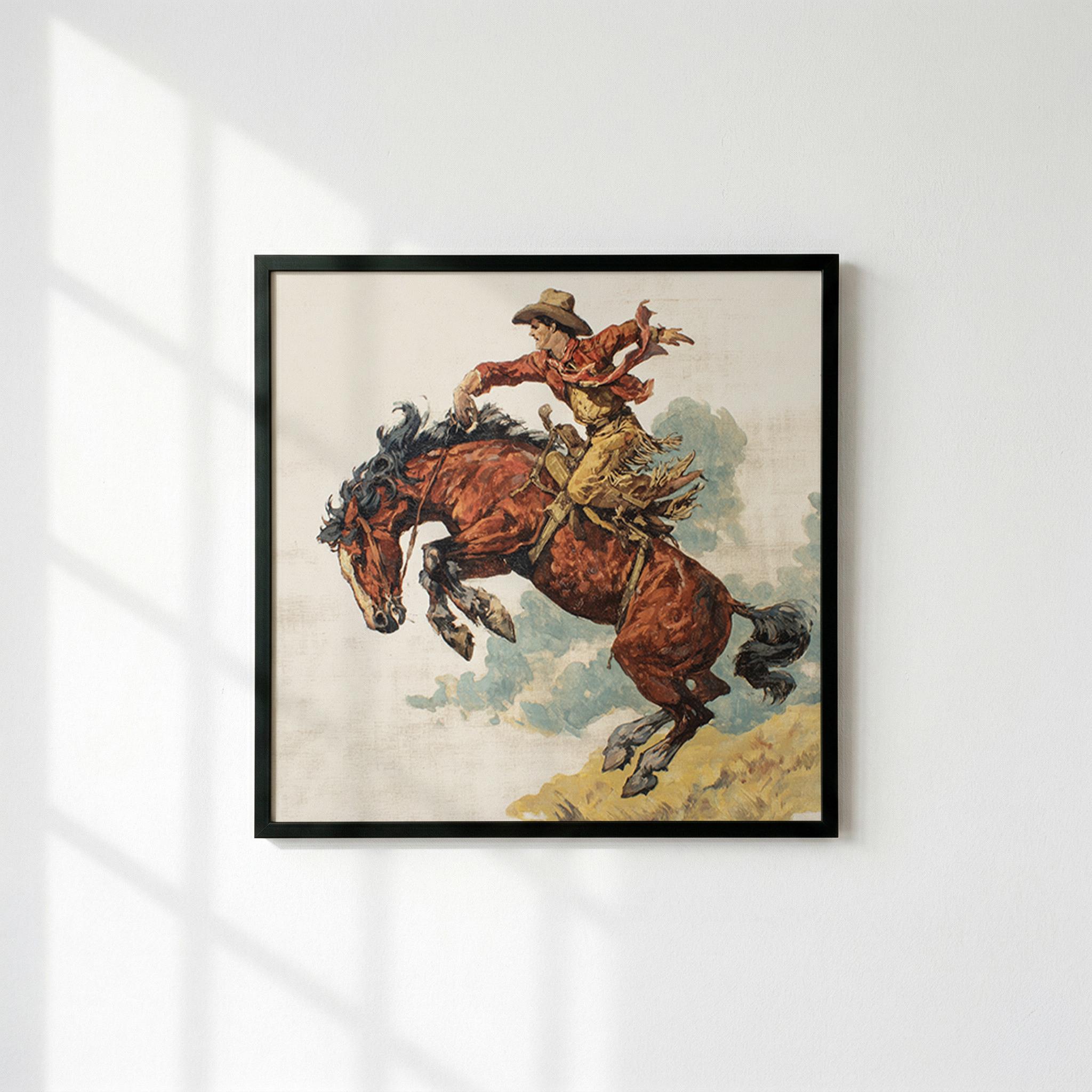 Cowboy Wall Art Set of 3, Rodeo Horse Prints, Western Farmhouse Decor ...