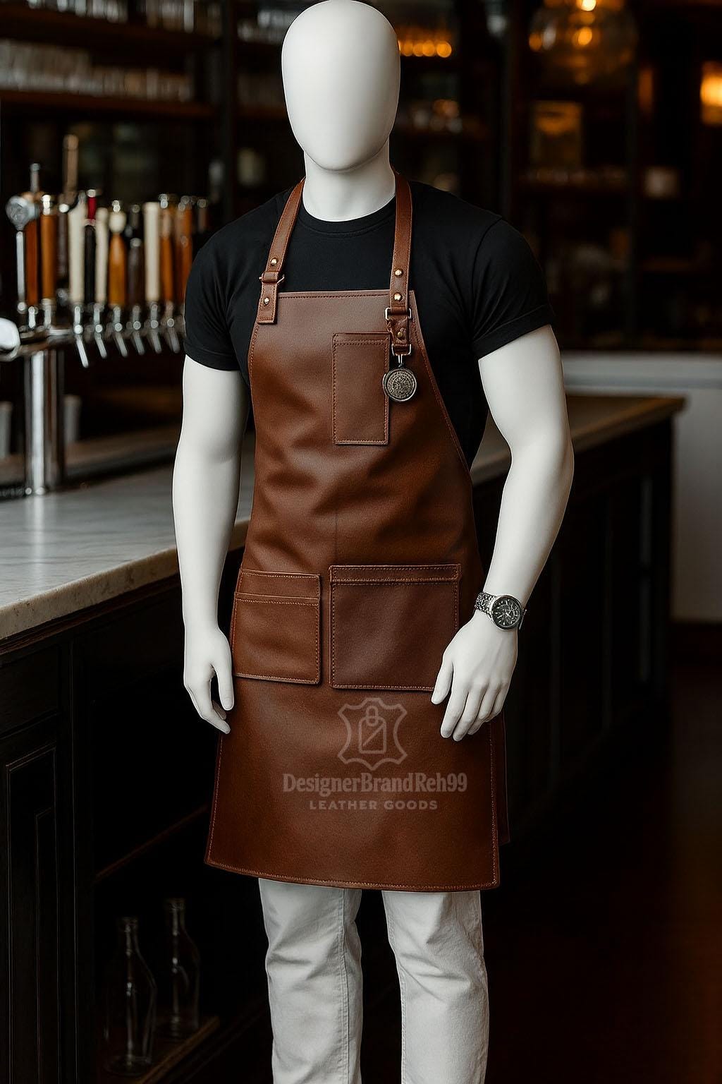 2 Pezzi Grembiule Cucina, Cuoco Grembiule Uomo Donna Regolabile con tasca, per cucina e cuoco ristorante, barbecue, caffè (strisce bianche e nere