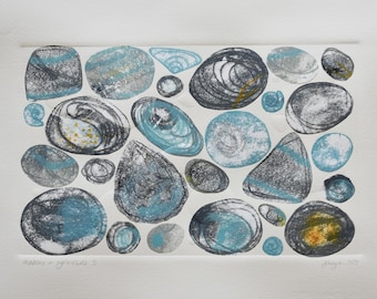 ORIGINAL collage 'Pebbles and Oystershells I'