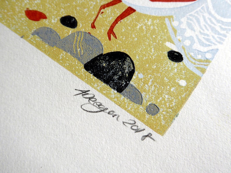 TURNSTONES Lino Print Lino Cut Bird Shore Sea Coast Beach Etsy