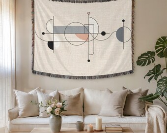 Minimalist Line Art Wall Tapestry & Fabric Wall Art – Premium Woven Vintage Home Decor for Modern Neutral Interiors