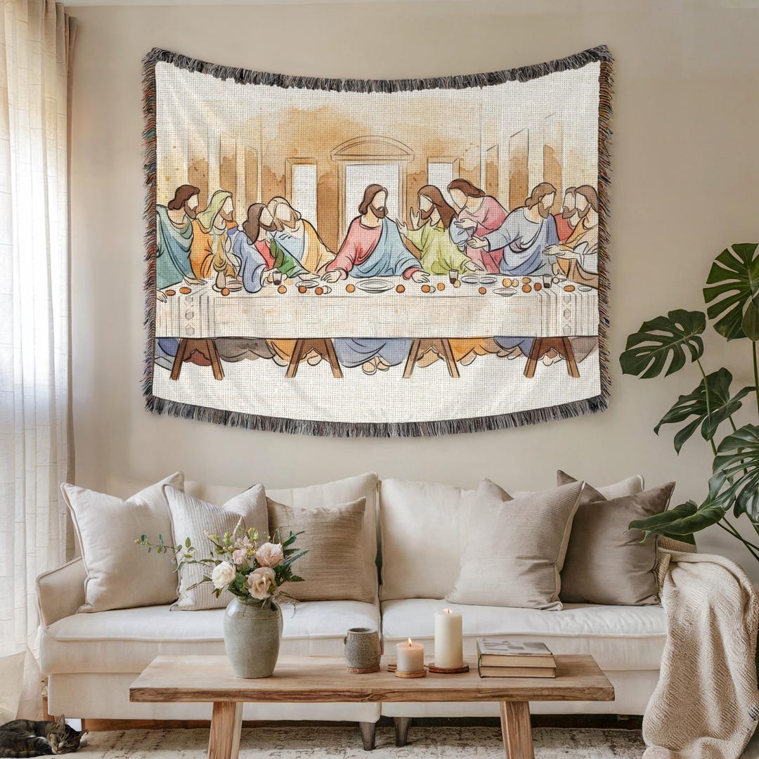 The Last Supper Wall Tapestry & Fabric Wall Art – Premium Woven Vintage ...