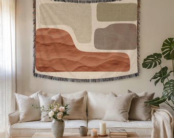 Arazzo da parete con blocchi geometrici Boho e decorazione murale in tessuto – Decorazione per la casa Boho intrecciata di alta qualità, regalo moderno e accogliente