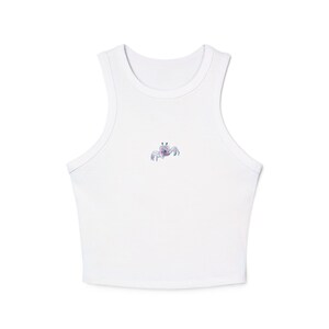 Women&#39;s Micro Rib Racer Tank Top, Casual Summer Top, Beach Tank, Yoga Wear, Trendy Crop Top, Graphic Summer Shirt, Vacation Essential