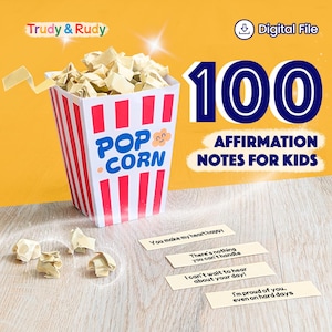 Popcorn Affirmationskarten • Süße positive Botschaften für Kinder in Popcornbox • Hinweise • Selbstvertrauen • Lustige Geschenkidee