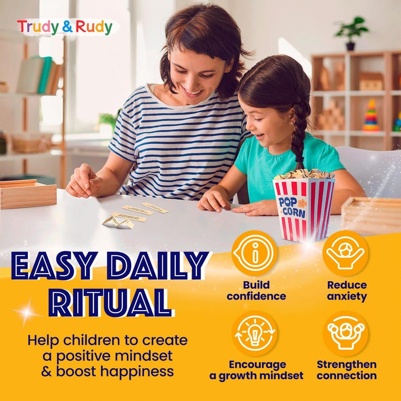 Popcorn Affirmationskarten • Süße positive Botschaften für Kinder in Popcornbox • Hinweise • Selbstvertrauen • Lustige Geschenkidee Bild 4