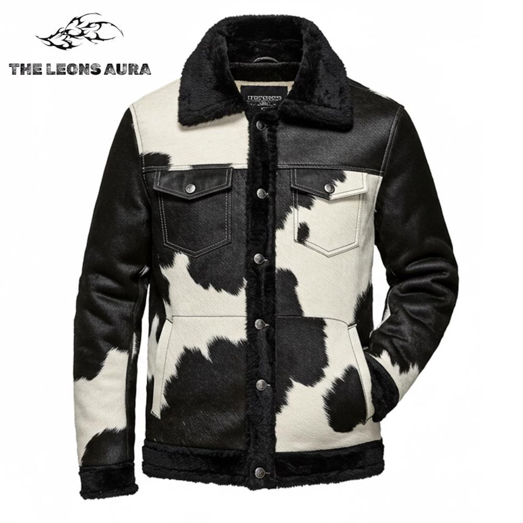 Cow Print Sherpa Lined Western Jacket: Vintage Rodeo Outerwear - Etsy