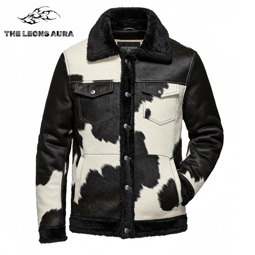 Cow Print Sherpa Lined Western Jacket: Vintage Rodeo Outerwear - Etsy