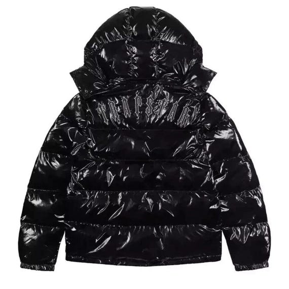 Trapstar Black Hooded Mens Puffer Jacket | Lightweight Shiny