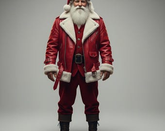 Chaqueta de Papá Noel de piel de oveja - Traje de aviador navideño para cosplay