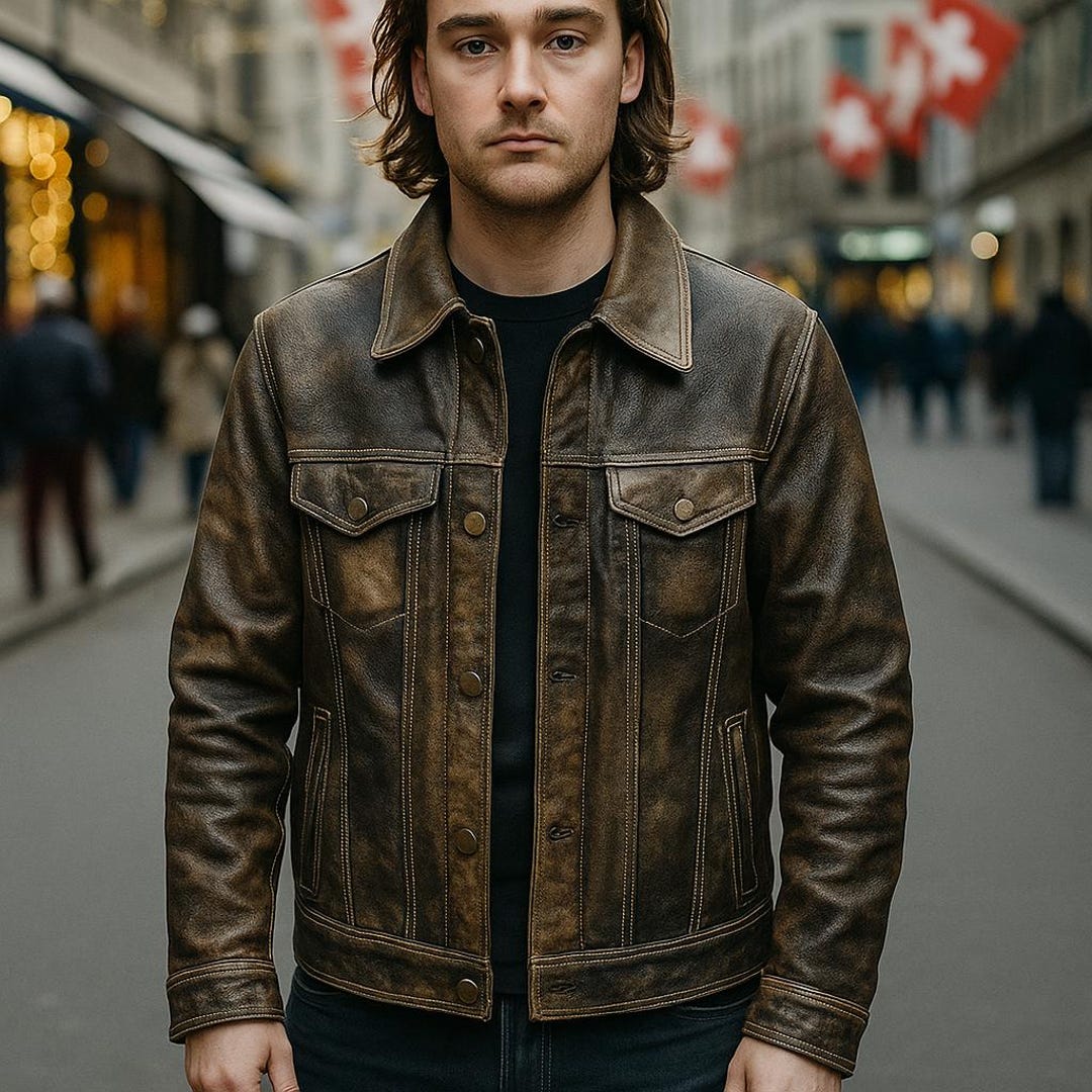 ジャケット・アウター leather jacket 80-90 old tracker brown Cowhide Leather Vinatge Brown Jacket Mens Motorcycle Classic