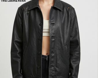 Y2K Real Leather Grunge Oversized Jacket 90s - Etsy