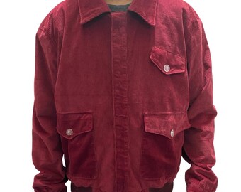 Mens Red Corduroy Bomber Jacket | Viscose Lined Shacket