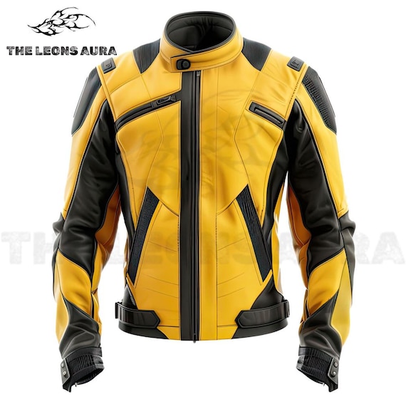 YELLOW CORD レザージャケット Lサイズ Yellow Leather Biker Jacket: Zipped Sleeves, YKK Zips - Etsy