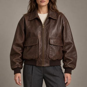 90s Leather Bomber - Etsy