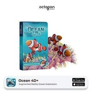 Cartes de réalité augmentée Ocean 4D+ • 35 animaux marins en 3D • Cadeau scientifique STIM pour les enfants dans la classe et à la maison