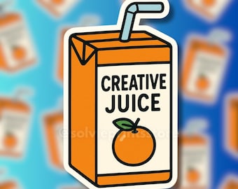 Creative Juice Sticker – Orange Juice Box Vinyl Decal