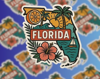 Florida State Sticker: Waterproof Vinyl Sunshine State Decal