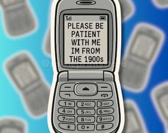 Retro Flip Phone Sticker: Funny 90s Nostalgic Vinyl Decal