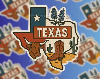 Texas State Outline Sticker: Glossy Waterproof Vinyl Decal