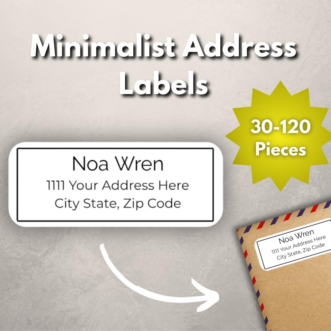 Minimalist Return Address Labels: Custom Name Stickers (30 Pack) - Etsy