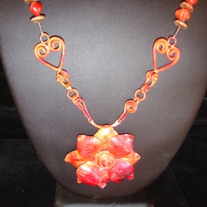 Patricia Healey Fired Copperand Red Jasper with copper Accents Necklace and Earring Set