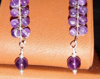 Amethyst and Sterling Silver Pierced Dangle Earrings