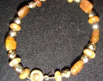 Bronzite and Brass Bracelet