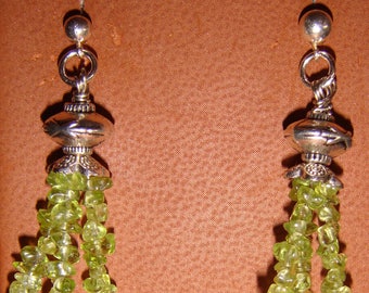 Peridot and Silver Pewter Pierced Earrings