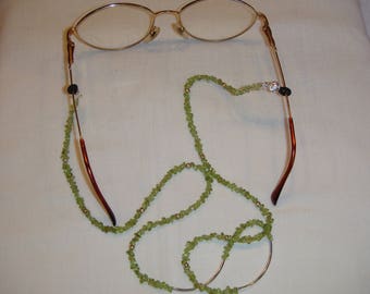 Eye Glass Lanyard made of Peridot and Silver Pewter