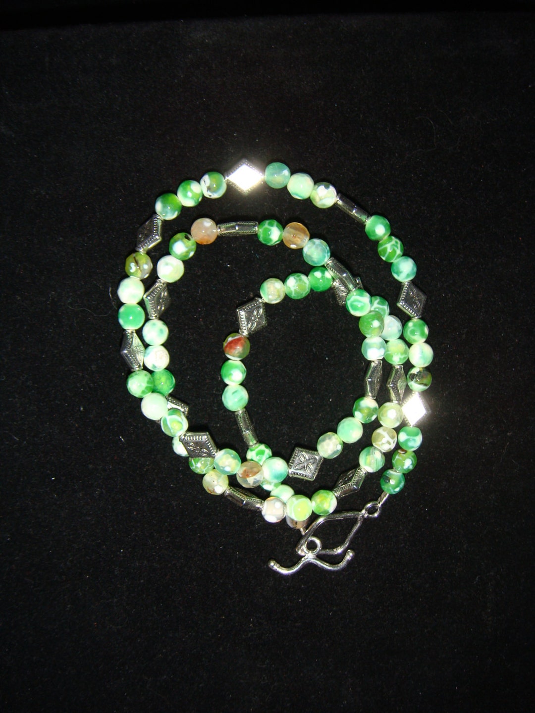 Green Agate and White Jade Wrap Bracelet or Necklace See Variations Etsy